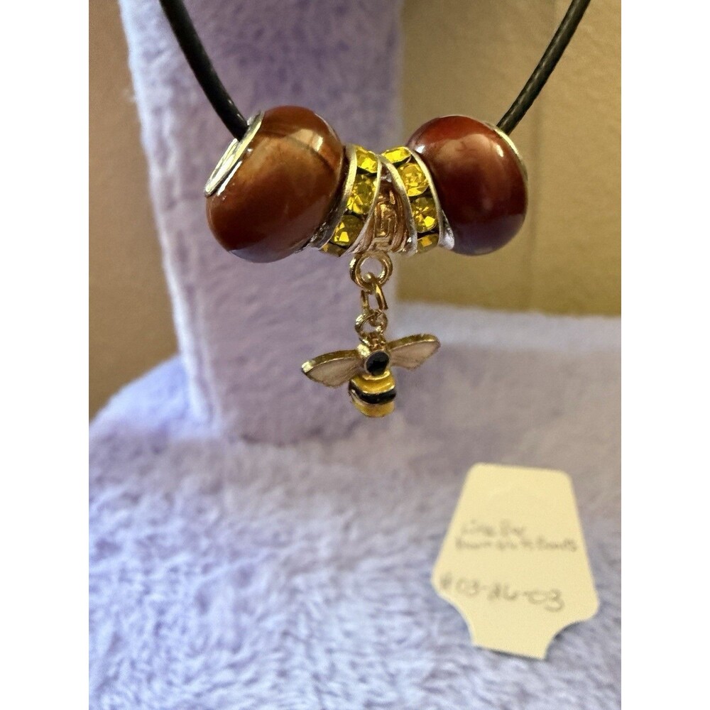 Bee pendant brown glass beads